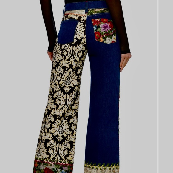 Alice + Olivia Blue and Green High Rise Jeans NWT - Picture 9 of 9